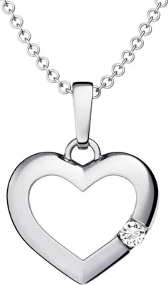 Produktbild von Halskette Damen Silber 925 Kette mit Herzanhänger und Zirkoniastein