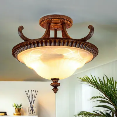 Produktbild von Deckenlampe E27 Glas Metall Rustikal Deckenleuchte