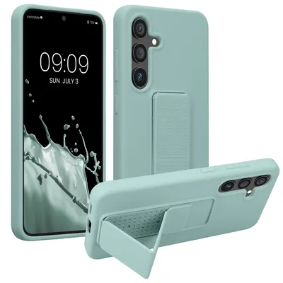 Produktbild von kwmobile Handyhülle für Samsung Galaxy S24 Hülle - TPU Silikon Case mit Fingerhalter und Stand - Schutzhülle Cover in Mintgrün