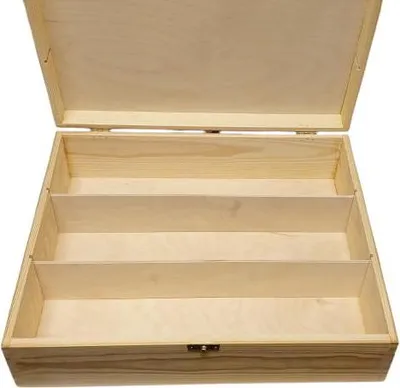 Obrázek produktu pro dřevěná kazeta na 3 vína a různé předměty.