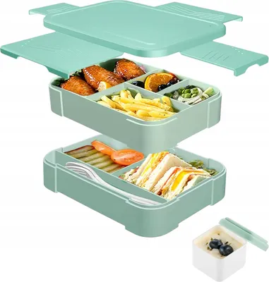 Zdjęcie produktu dla Caliyo Pudełko Śniadaniowe Lunch Box 1550 Ml Szczelne Bez Bpa Zielone
