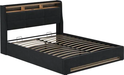 Immagine prodotto di Letto imbottito Vitalispa Christin Antracite/quercia 160x200 con LED e porta USB, Model 56454