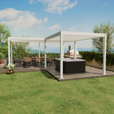 Produktbild von Deluxe Pavillon Terrassenüberdachung Aluminium 6 x 7 M +Verbindung 3 M