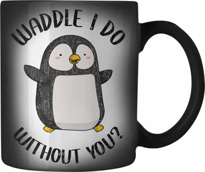 Produktbild von Trendation - Valentinstag Farbwechsel Zauber-Tasse Geschenk für Ihn Sie Lustig Pinguin Grafik  Geschenkidee Becher Freund Freundin Liebe Paare Wortspiel (Schwarz)
