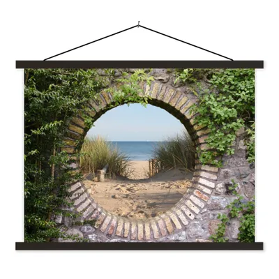 Produktbild von MuchoWow® Textilposter Aussicht - Strand - Düne - Sommer 150x113 cm mit holzfarbenen Rahmen - Poster