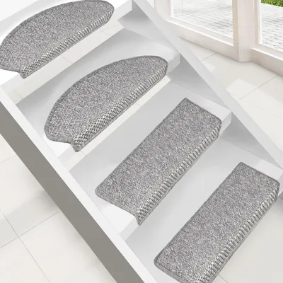 Produktbild von Stufenmatte Kalkutta Sisaloptik & strapazierfähig Silber 19 x 56 cm Halbrund