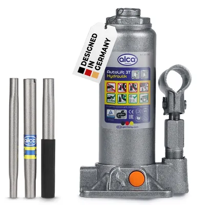 Produktbild von alca® Hydraulischer Wagenheber 3t I Stempelheber & Unterstellheber aus Stahl I für Auto, Motorrad, PKW & Werkstatt I Hubhöhe 195-380 mm I &