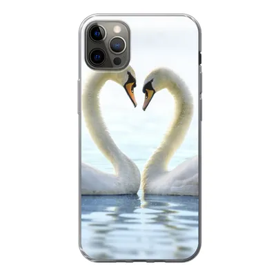 Produktbild von MuchoWow® Handyhülle Schutzhülle Hülle für iPhone 12 Pro Max Schwäne - Herz - Ehepaar Silikon Softcase Handy Hülle - Hartschale