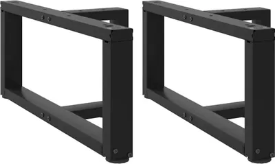 Image de Pieds de table basse en T, 2 pièces, noir, 70 x 25 x (30-31) cm, acier