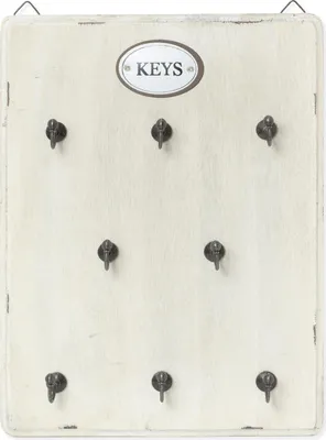 Produktbild von Moritz Schlüsselbrett Schlüsselkasten 25x33cm Keys 8 Haken weiß Schlüsselhalter Vintage Schlüsselboard Schlüsselaufbewahrung