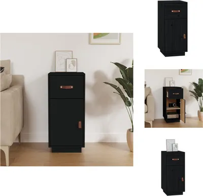 Obrázek produktu pro vidaXL Příborník černý 34x40x75 cm z masivního borovicového dřeva - Příborníky