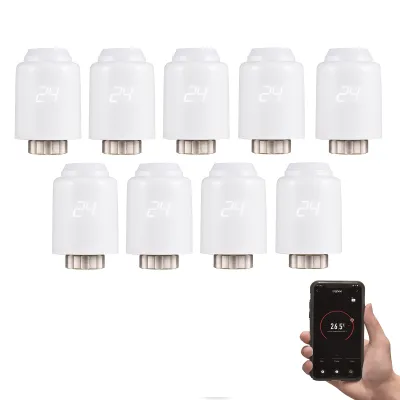 Produktbild von 9X ZigBee Elektronischer Heizkörperthermostat, Smart Radiator Thermostat Programmierbarer Thermostatventil APP-Steuerung, Sprachsteuerung Heizkörperregler kompatibel mit Alexa, Google Assistant, Fenster geöffnet, Frostschutzfunktion