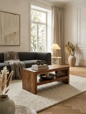 Produktbild von Couchtisch Massiv-Holz Durban Sheesham 110 cm breit Wohnzimmer-Tisch Design braun Landhaus-Stil Beistelltisch