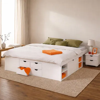 Immagine prodotto di Faraldi - Letto Matrimoniale, Bianco, Contenitore