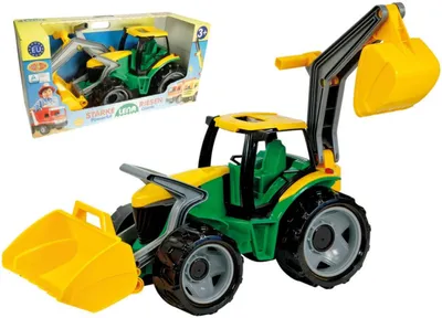 Immagine prodotto di Trattore con benna e escavatore, in plastica, verde e giallo, 65 cm, in confezione, dai 3 anni in su