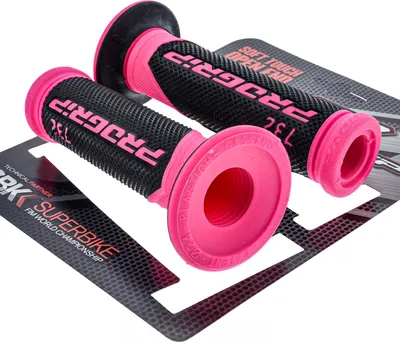 Image de Progrip poignées en caoutchouc poignées de guidon 732 rose noir caoutchouc pour moto scooter cross quad 22mm 25mm