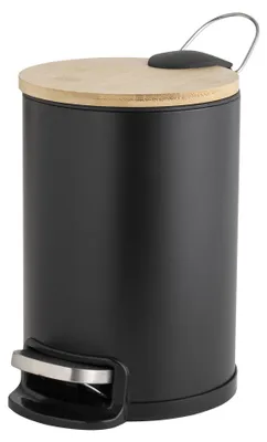 Obrázek produktu pro Odpadkový koš s tichým zavíráním, bambus, 3 l, MOBELLE, černý