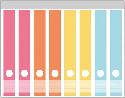 Produktbild von Wallario Ordnerrücken Sticker, selbstklebend für schmale Ordner, 8 Stück, Motiv Regenbogen in Pastelltönen