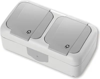 Produktbild von VIKO 90555588 2-fach Steckdose Feuchtraum Aufputz Grau IP54
