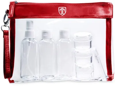 Productafbeelding van Omgoods - Transparante Toilettas met 7 Levensmiddelenflesjes - Reis Set