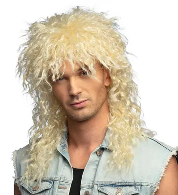 Produktbild von Perücke Rocker 80er Jahre Locken blond
