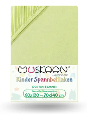 Produktbild von Jersey Kinder Spannbettlaken 60x120 cm - 70x140 cm Grün 100% Baumwolle