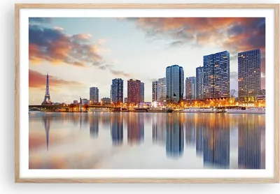 Produktbild von Gerahmtes Poster - Rahmen in heller Eiche - Fluss Wolkenkratzer Ansicht Eiffle - 91,5x61 cm - Wand Bild - Wanddeko - Wandbilder - Wandposter - Bilderrahmen - Bilder - Kunstdruck - P2NAA91x61-2831