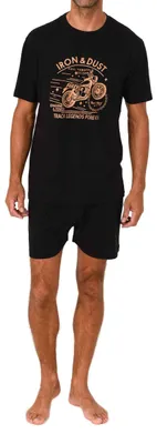 Produktbild von Normann Herren kurzarm Schlafanzug Shorty Pyjama mit Frontprint ; anthrazit , 52