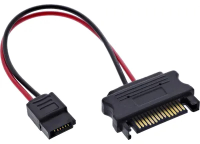 Produktbild von InLine 29668, SATA 15-Pin, SATA 6-polig Slimline, 0,15 m, Buchse, Stecker