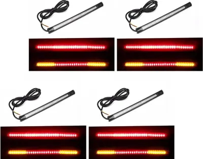 Immagine prodotto di set di 4 strisce luminose a LED per moto / fanale posteriore con freno e indicatori di direzione