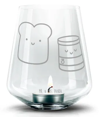 Produktbild von Mr. & Mrs. Panda Laterne Toast Marmelade - Transparent - Geschenk, Kerzenhalter, Lustige Sprüche, Kerzenglas, Glas Windlicht, Dreamteam, Süß, Brot, Toastbrot