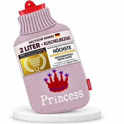 Produktbild von Original Snoozy Wärmflasche 2 Liter mit flauschigem Princess Bezug | Kuschelige Bettflasche für Kinder & Erwachsene | 100% Polyester Cover
