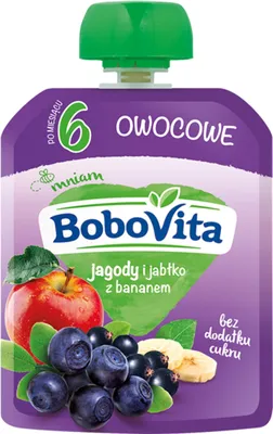 Zdjęcie produktu dla BoboVita Jagody i jabłka z bananem po 6 miesiącu 80 g