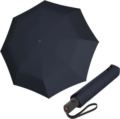 Zdjęcie produktu dla Knirps Re³, Kompaktowy, Parasol przeciwdeszczowy, Okrągły, Granatowy (marynarski), Włókno szklane, Stal, Czarny