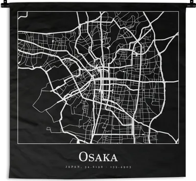 Produktbild von MuchoWow® Wandteppich Wandbehang Karte - Osaka - Stadtplan 150x150 cm Tapisserie Dekoration Wandtuch - Wohnaccessoires - Modernes