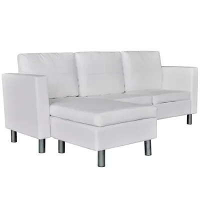 Image de Canapé sectionnel à 3 places cuir synthétique blanc