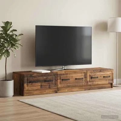 Obrázok produktu pre Maison Exclusive – TV skrinka, rozmer 147 x 34,5 x 27 cm, materiál: drevotrieska s povrchovou úpravou imitujúcou staré drevo