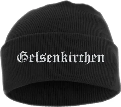 Produktbild von Gelsenkirchen Umschlagmütze - Altdeutsch - Bestickt - Mütze mit breitem Umschlag Einheitsgröße Schwarz