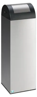 Produktbild von Selbstlöschender Wertstoffsammler rund mit Einwurfklappe | 89 Liter, HxBxT 104,5x32x32cm | Edelstahl | Grau