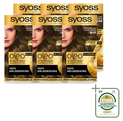 Obrázek produktu pro 6 x Syoss Oleo Intense 6-10 Trvalá barva na vlasy - Tmavě blond - Balení s 6 kusy