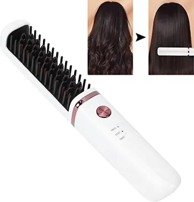 Produktbild von Glättungskamm, Heißer Kamm, Bürste, 3 Stufen, Einstellbare Temperatur, Anti-Verbrühung, Wiederaufladbar, Kabellos, Tragbar