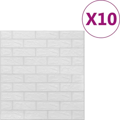 Obrázok produktu pre vidaXL 3D tapety Brick Samolepiace 10 ks. Biela