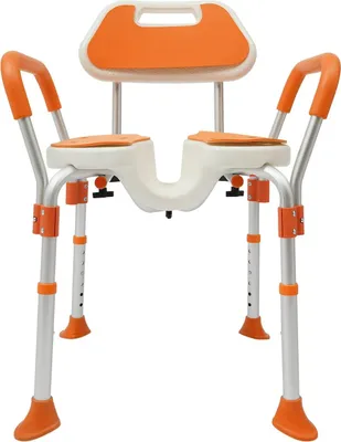 Immagine prodotto di Sedia da doccia - Seduta da bagno per anziani - Antiscivolo - Regolabile in altezza - Imbottitura in EVA - Portata 125 kg - Arancione