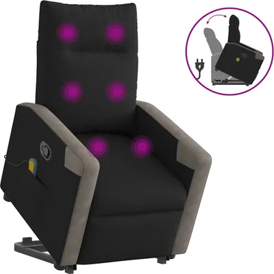 Produktbild von Massagesessel mit Aufstehhilfe Schwarz Stoff