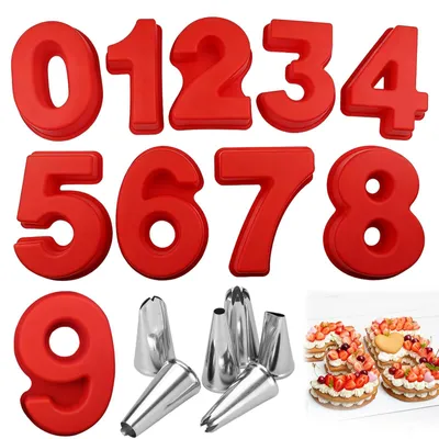 Image de Omgoods - Moules à gâteaux en silicone en forme de chiffres - 15 pièces, idéal pour les anniversaires