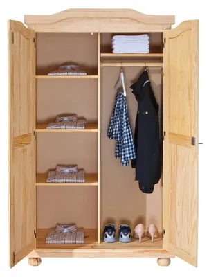 Produktbild von Pezzana - Kleiderschrank 2 Türen\ 2 Türen\, 104x180 cm, Eiche Braun, 4 Regale