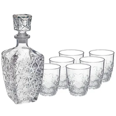 Obrázok produktu pre Whisky SET karafa 0,78 l + 6 pohárov na whisky Whisky tumbler Poháre na džús