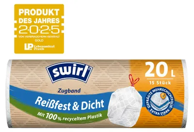 Obrázek produktu pro Vložky do odpadkových košů Swirl se stahovací šňůrkou 20 l, 15 kusů, balení po 1 ks