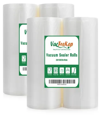 Vakuumierbeutelrollen 28 cm x 15 m, 4er-Pack, BPA-frei