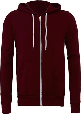 Produktbild von Canvas 3739 | Uni Zip-Up Poly-Baumwolle Fleece Hoodie - Farbe: Maroon - Größe: S